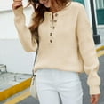 thumbnail image 5 of Hinvhai Plus Size Sweater Tops On Seasonal Clearance Ladies Autumn and Winter Loose Top Solid Color Long Sleeve Sweater Beige 10(XL), 5 of 6