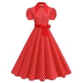 thumbnail image 2 of UPPADA Women's Classic Tea Dress Short Sleeve Swing Cocktail Party Dresses 1950s Retro Vintage Polka Dot 1950s Rockabilly Prom Midi Dress, 2 of 5