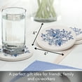 thumbnail image 2 of Thirstystone Florals In Blue & White 4-Pack Round Absorbent Stone Coasters, 2 of 7