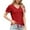 Red, variant on Kaemgyyd Tops for Women Trendy Summer Short Sleeve V Neck Basic T Shirts Breathable Tie Front Eyelet Blouses Tunic