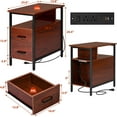 thumbnail image 3 of Narrow Side Tables with Charging Station, Narrow End Table with Wooden Drawers, USB Ports and Power Outlets, Nightstand and Bedside Table for Bedroom, End Tables Living Room, Espresso, 3 of 13