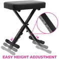 thumbnail image 2 of Banco para piano Liquid Stands, plegables y ajustables, estilo X, color negro, 2 of 7