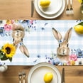 thumbnail image 4 of Burlap Table Runner 90 Inches Long,Easter Rabbit Blossom Flower Non-Slip Kitchen Table Runners for Dining Room Everyday Use Party Table Decorations Eucalyptus on Blue Plaid, 4 of 9