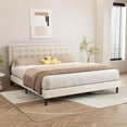 thumbnail image 2 of alazyhome Velvet Upholstered Platform Bed Frame King Size with Button Tufting Headboard , Easy Assembly, Beige, 2 of 6