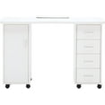 thumbnail image 3 of BarberPub Makeup Vanity Desk with Storage Drawer and Cabinet, Nail Desk with Wheels, 3 of 9