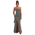 thumbnail image 1 of Vestido de fiesta GDJDIFK, sin tirantes, chifón fruncido, gris sirena, 1 of 7