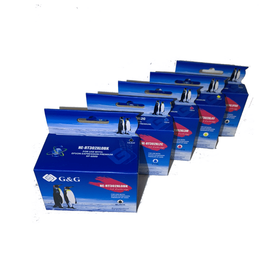 5PK High-Yield Black P-BCMY Ink Cartridge for Epson 302XL T302XL020 - T302XL420 - Fits XP-6000 XP-6100