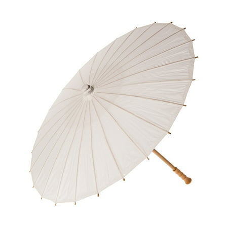 Paper Parasol (32-Inch, Perfect White) - Chinese/Japanese Paper Umbrella - For Weddings and Personal Sun (Best Parasols For Sun Protection)