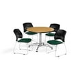 thumbnail image 2 of OFM Multi-Use Break Room Package, 42" Round Table with Stars Stack Chairs, Oak Finish with Chrome-Plated Steel Base and Sage Green Seats (PKG-BRK-168), 2 of 5