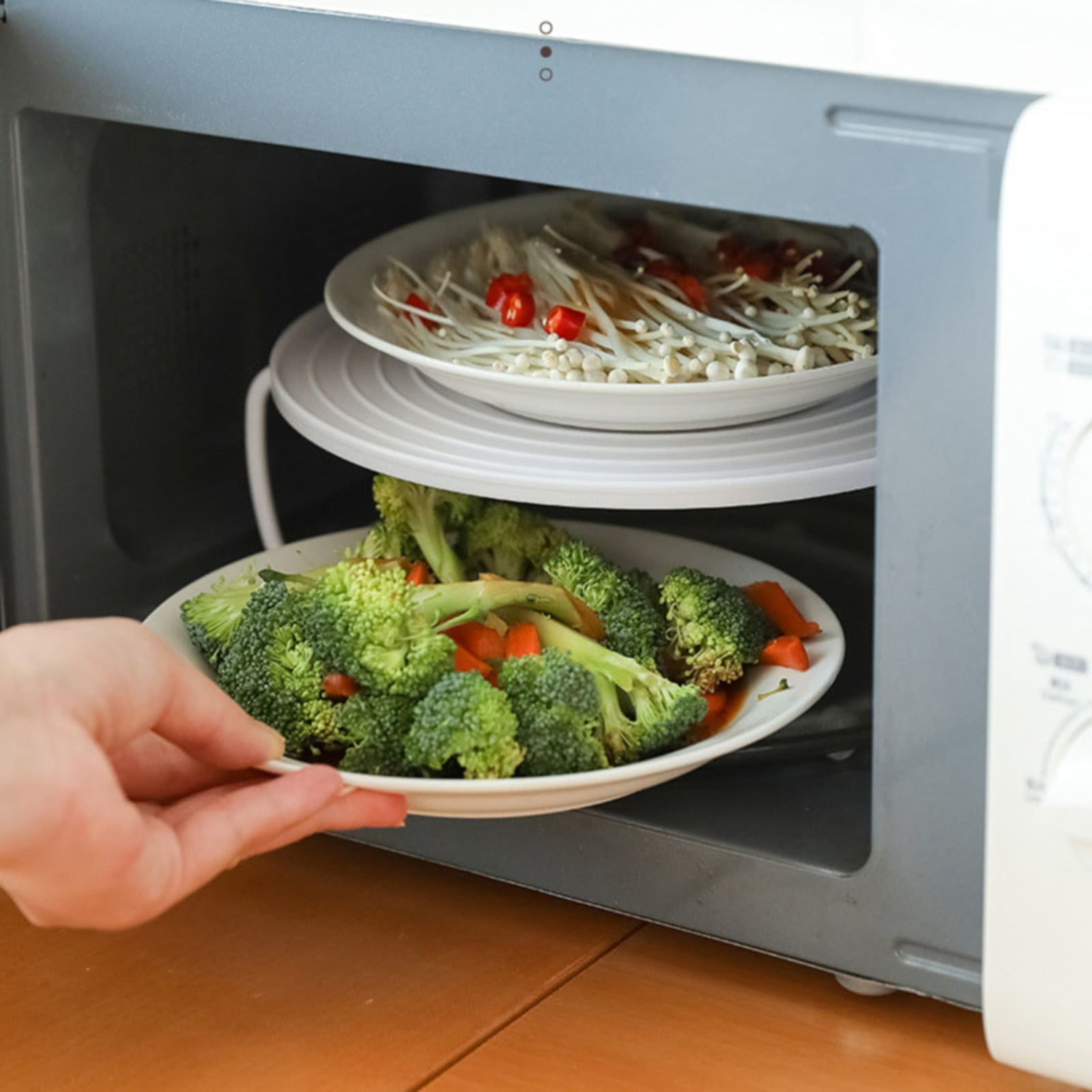 3NH® 2pcs Microwave Plate Stacker Multi- Functional Microwave Rack Tray With Handle Baking Oven Tray Cooking Equipment Accessories