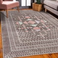 thumbnail image 3 of Geometric Decorative Rug, Modern Abstract Design Print of Half Rounds and Triangles in Grunge, Quality Carpet for Bedroom Dorm and Living Room, 6 Sizes, Cocoa Coral Mint Green, by Ambesonne, 3 of 4