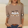 thumbnail image 2 of ZVAVZ Women's 3/4 Sleeve Halloween Tops Crew Neck Ghost Printed Tee Shirts Loose Fit Bat Graphic Tees Fashion Holiday T Shirt Khaki XXL, 2 of 6