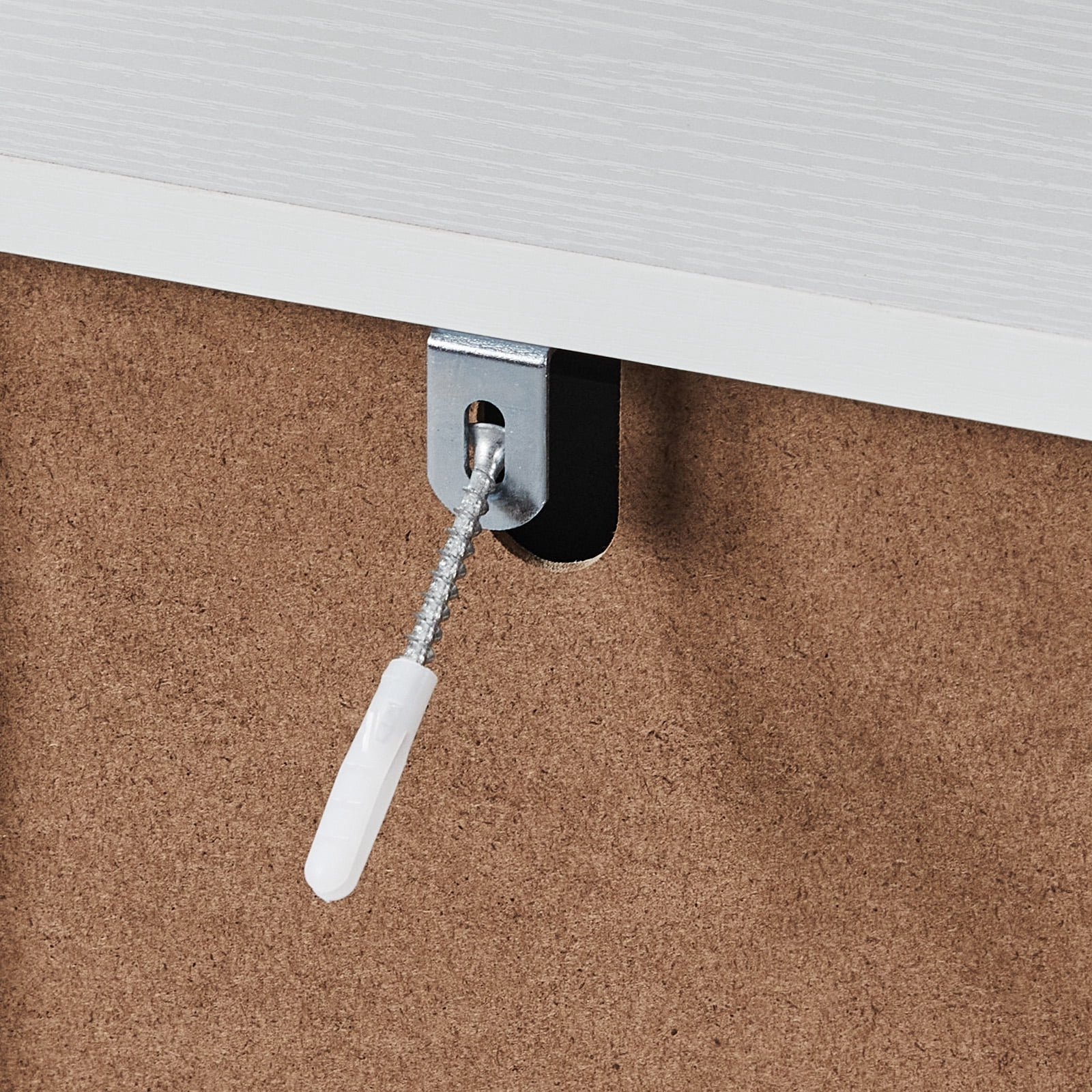 Handleless Grille-Finished 3-Drawer Bedside Table, P2 Particleboard + MDF & Melamine Veneer + Thermoformed Drawer Dresser 23.62*12.99*22.05in White