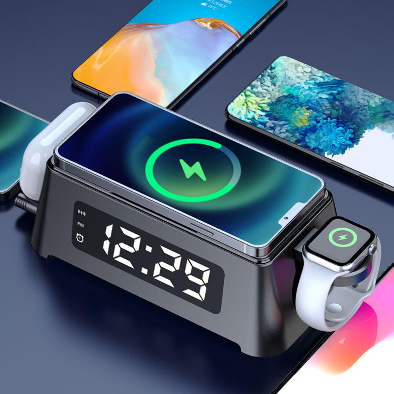 Wireless Charger, Multifunctional Alarm Clock Wireless Charger LED Screen  for Phone