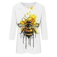 thumbnail image 5 of Tnhcen Women's World Bee Day Print Crewneck 3/4 Sleeve Autumn Casual Shirts - Plus Size Friendly Fashion Tops S-3XL, 5 of 5