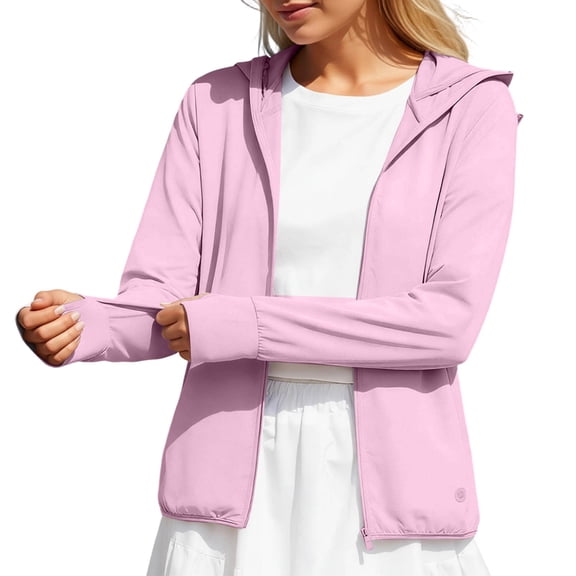 SPF 50 Sun Protection Jackets for Women Summer Long Sleeve Quick Dry Hooded Shirts Lightweight Outdoor Workout Jacket