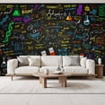 thumbnail image 2 of Wallpaper Colorful Science Mathematical Formulae Abstract Symbols Peel and Stick Wall Murals 69"H x 96"W Removable PVC Wall Paper Self-Adhesive Wall Paintings Art Decor for Bedroom Living Room, 2 of 7