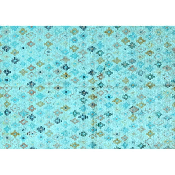 Ahgly Company Indoor Rectangle Abstract Light Blue Modern Area Rugs, 4' x 6'