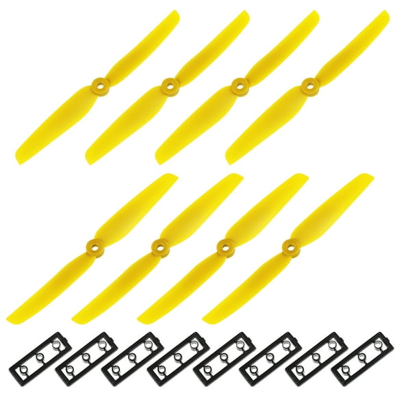 Hélices RC 6030 6x3 Pulgadas CW CCW 2-Pala para Quadcopter Hexacopter Multirotor, Amarillo 4 Pares con Anillos Adaptadores