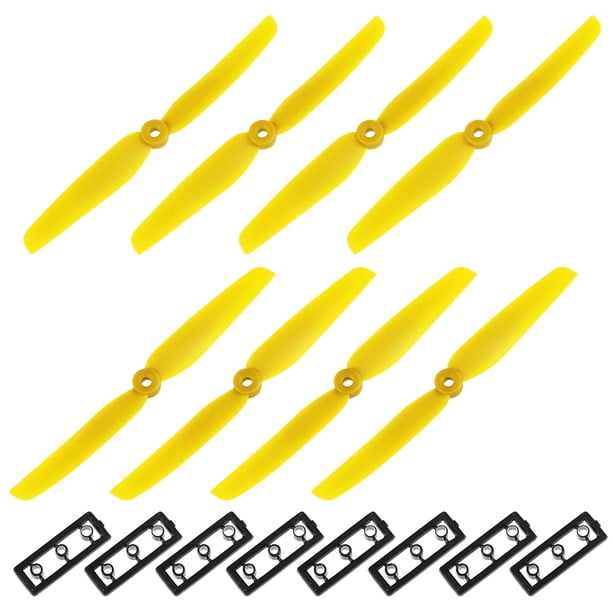 Hélices RC 6030 6x3 Pulgadas CW CCW 2-Pala para Quadcopter Hexacopter Multirotor, Amarillo 4 Pares con Anillos Adaptadores