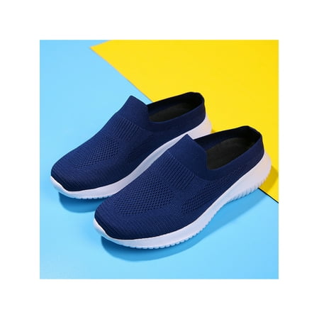 

Wazshop Women Loafers Solid Color Flats Low Top Shoes Deodorant Closed Toe Sneakers Lady Canvas Absorb Shock Blue# 8.5