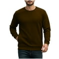 thumbnail image 3 of VBTAPA Chandails à Col Rond pour Hommes, Coupe Ample, Décontractés, Sans Capuche, à Enfiler, Manches Longues, avec Poches, Café L, 3 of 8
