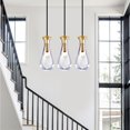 thumbnail image 3 of FOVOLAT Pendant Light Kitchen Island Modern Raindrop Chandelier Set of 3 Clear Glass Drop Lights Pendant Light Fixtures for Porch Dining Room Hallway Living Room responsible, 3 of 9