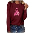 thumbnail image 2 of VKOYWKM Breast Cancer T-Shirts for Women Breast Cancer Awareness Tshirt Long Sleeve Pink Ribbon Graphic Tees Cancer Fight Crew Neck Sweatshirt Tee Tops, 2 of 4
