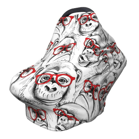 Fotbe Monkey Pattern Car Seat Covers for Babies, Nursing Breastfeeding Cover Infant Carseat Canopy, Soft Stretchy Carrier Cover