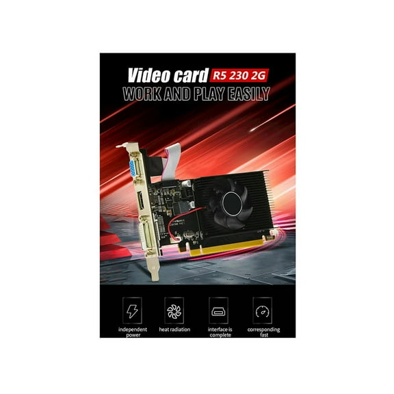FOR R5 230 2GB GDDR3 Graphics Card 625 MHZ 1066 MHZ 64 Bit 40 Nm 6 Pin 1920X1080 HDMI-Compatible DVI-D VGA Video Card
