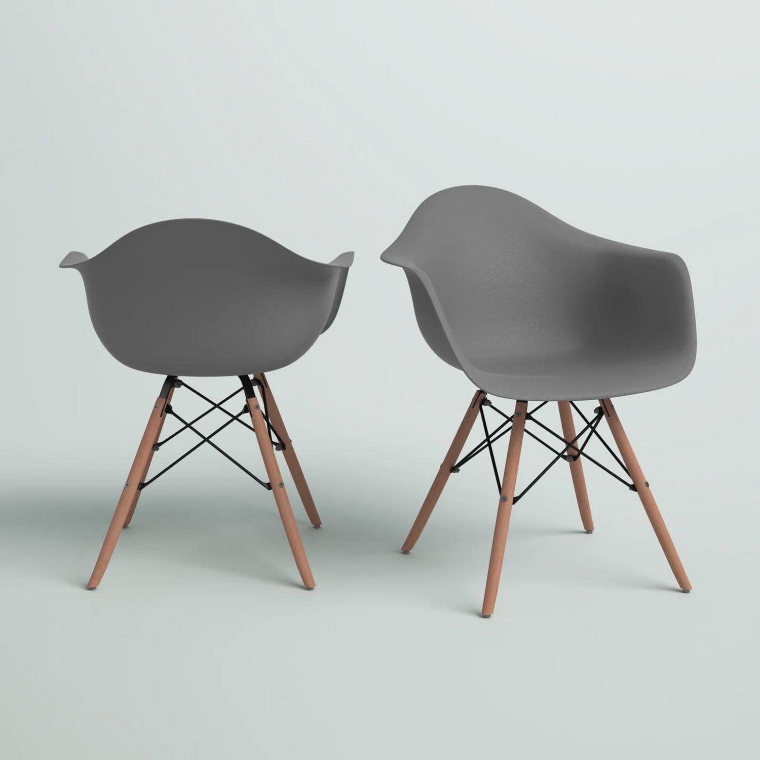 Chaise baquet en plastique gris de la collection Heavenly LOT DE 2