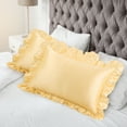 thumbnail image 3 of Unique Bargains Retro Satin Ruffle Pillowcases Envelope Closure 2pcs, 3 of 8