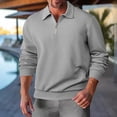 thumbnail image 2 of UVEASISHA Mens Quarter Zip Pullover Regular Fit Lightweight Knit Sweatshirts Fall Long Sleeve Lapel Sweater Tops Soft Casual Knitted Sweaters Christmas on Sale Gray 3XL, 2 of 10