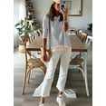 thumbnail image 3 of Womens Sweaters Long Sleeve Crew Neck Color Block Striped Casual Knitted Pullover Tops Light Gray XL, 3 of 6