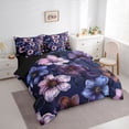 thumbnail image 3 of Manfei Vintage Flowers 7-Piece Twin Bedding Sets,Retro Rustic Floral Bedding Comforter Set,Purple Black Sheet Sets For Men Women,Luxury Bedroom Decor Reversible, 3 of 8