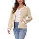 thumbnail image 4 of Suéter de punto de manga corta con botones de contraste y cuello redondo para mujer INSPIRE CHIC L Beige, 4 of 6