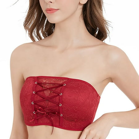 

SELONE 2023 Everyday Bras for Women Plus Size Lace Everyday for Full Figured Women Lightly Wire Free Large Size Thin Cup Nursing Bras for Breastfeeding High Impact Bras Sports Bras for Women Red XXXL