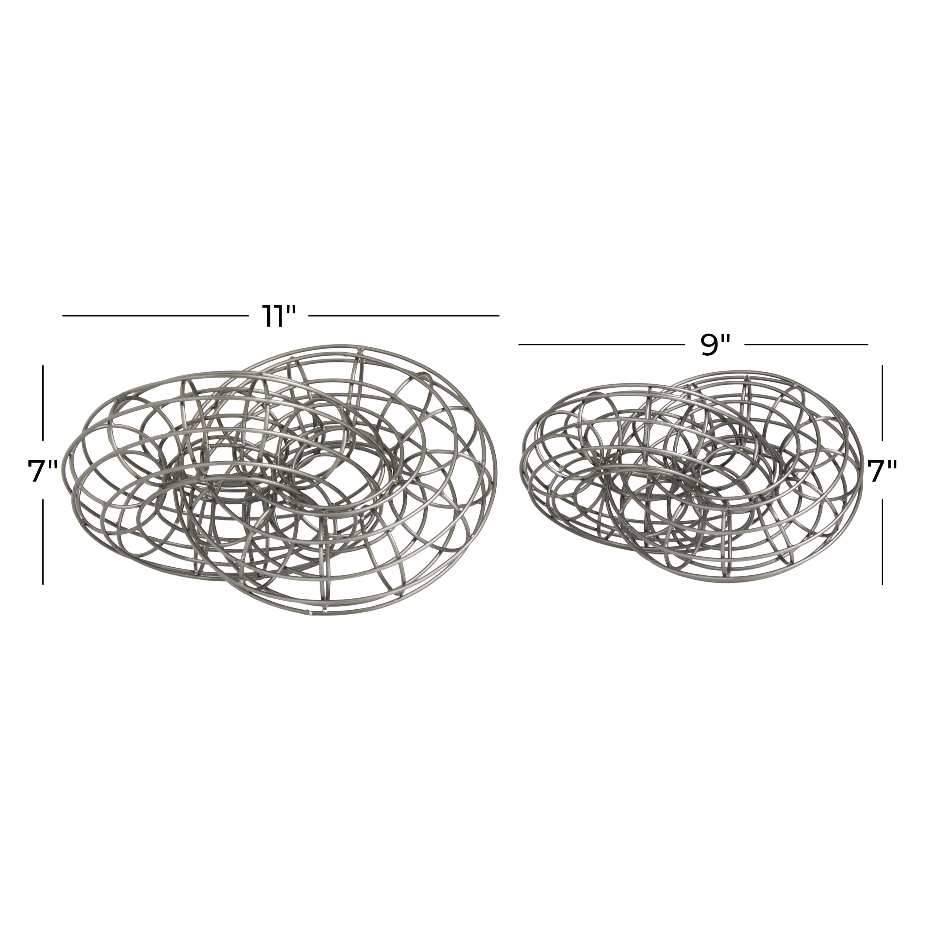 11", 8"W Gray Metal Wire Chain Sculpture, by DecMode (2 Count)