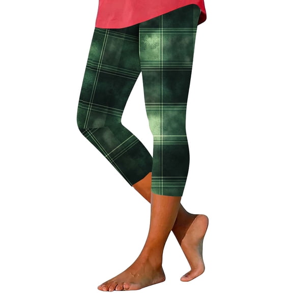 Lorytime Green Yoga Pants for Women Capri St. Patrick's Day Stripe Trousers Hoilday Tights Pants Running Clothes