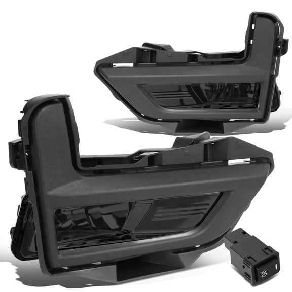 DNA Motoring FL-ZTL-279-SM For 2017 to 2018 Nissan Rogue Pair Front Driving Fog Light Lamp Switch Black Bezels Smoked Lens