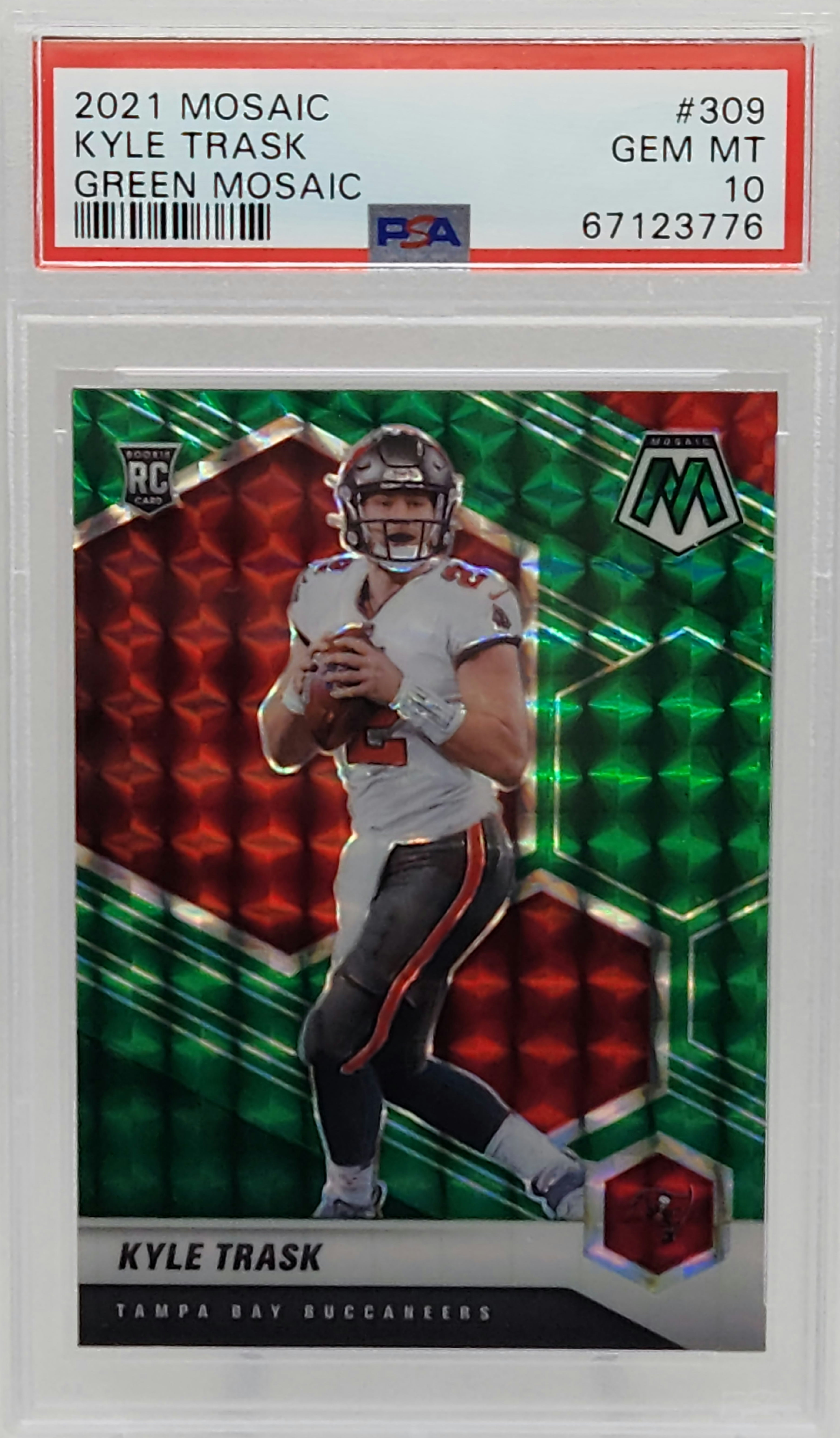 Kyle Trask Buccaneers 2021 Panini Mosaic Green Prizm Rookie Card #309 PSA  10 