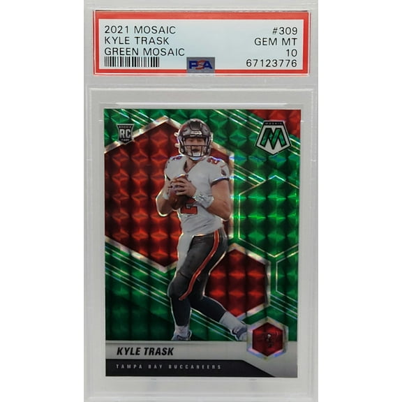 Kyle Trask Buccaneers 2021 Panini Mosaic Green Prizm Rookie Card #309 PSA 10