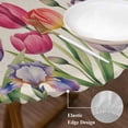 thumbnail image 3 of Tulips Spring Floral Round Tablecloth, Fitted Table Cover with Elastic for 36"-44" Round Tables, Pastoral Flowers Butterfly Rustic Table Cloth Outdoor Indoor Dinning Party Waterproof Tablecloths, 3 of 7
