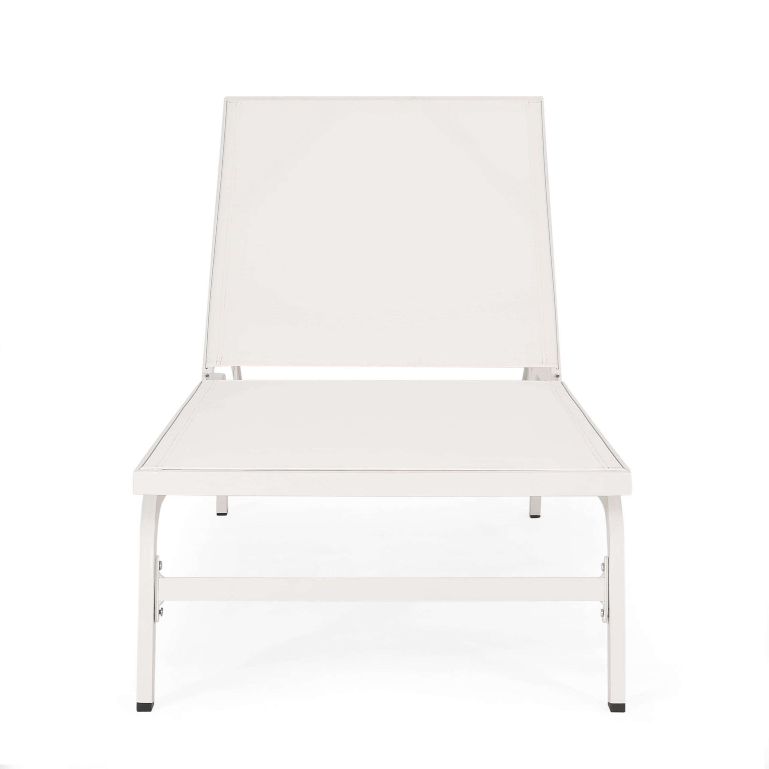 Outdoor Mesh Reclining Chair Set of 2, Adjustable Poolside Lounge Seats for Patio Garden, White