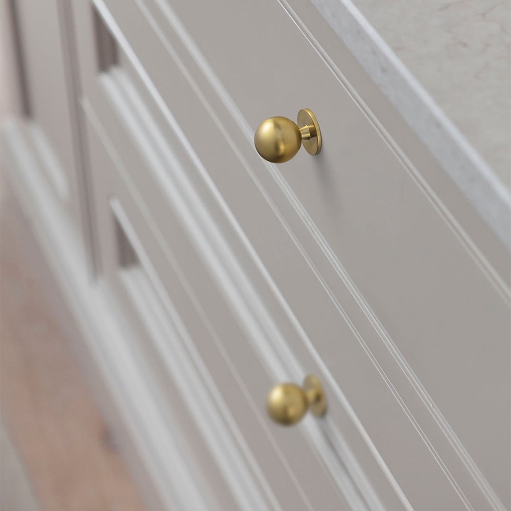 Goo-Ki Set of 12 -Sleek Round Brushed Gold Cabinet Knobs - Modern and Minimalist Hardware for Stylish Home Enhancement - 1.2 Inch Diameter