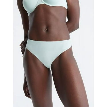 Calvin Klein Women’s Invisibles Seamless Thong Panty, Aqua Blue, Small