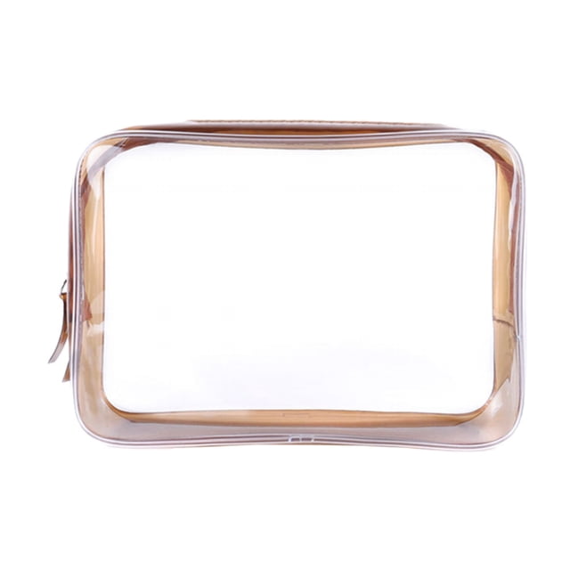 Bolsa de maquillaje de PVC de 17 x 6 x 12,5 cm, transparente, impermeable, organizador de viaje, portátil, para casa, viaje, café.