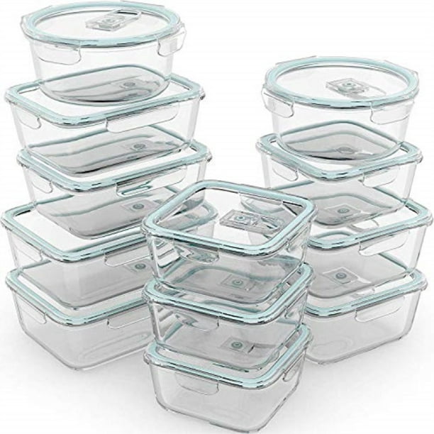Razab 24 Piece Glass Food Storage, Airtight Glass Food Storage Containers
