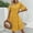 Yellow, variant on ZEHJUHAN Women's Lace Short Sleeve Midi Dress Solid Color Round Neck A-Line with Hollow-out Splice Ruffle Hem White,S