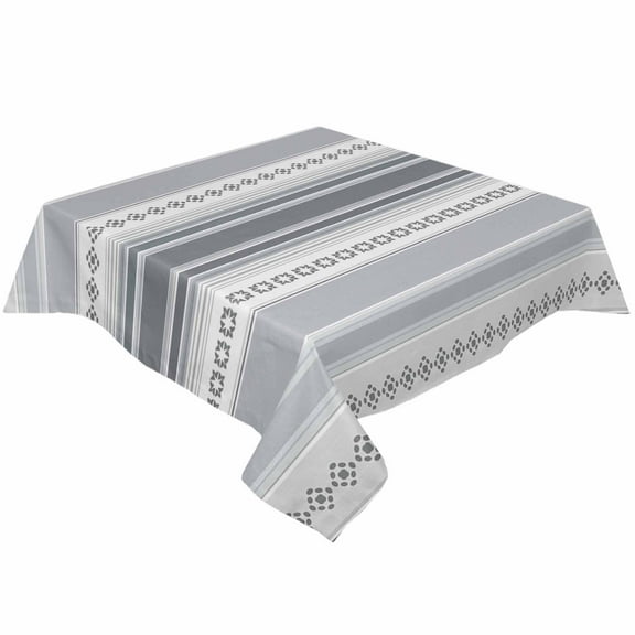 Boho Grey Stripes Square/Round Tablecloths 52x52,Rustic Geometric Ethnic Bohemian Table Cloth Table Cover Indoor/Outdoor Tabletop Decor for Wedding Holiday Party Dinner Baby Shower